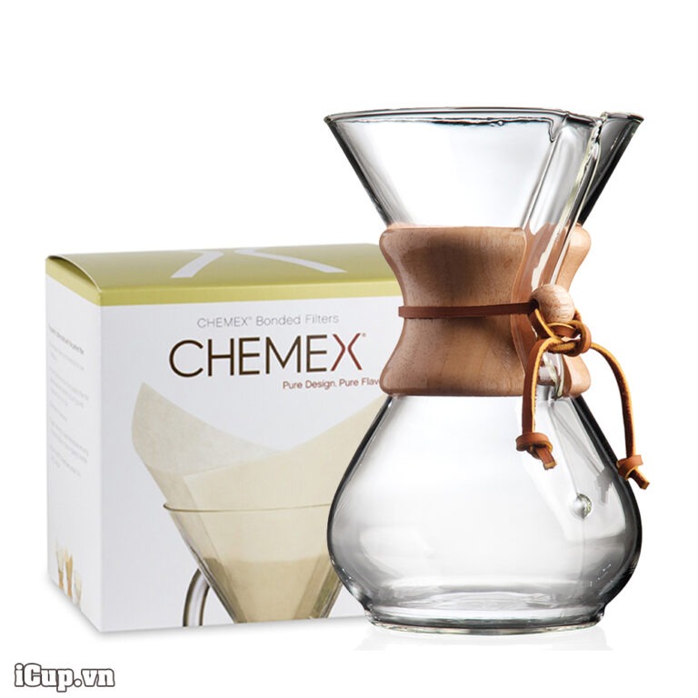 Combo bình pha cà phê Chemex và giấy lọc 6 cup Made in USA iCup