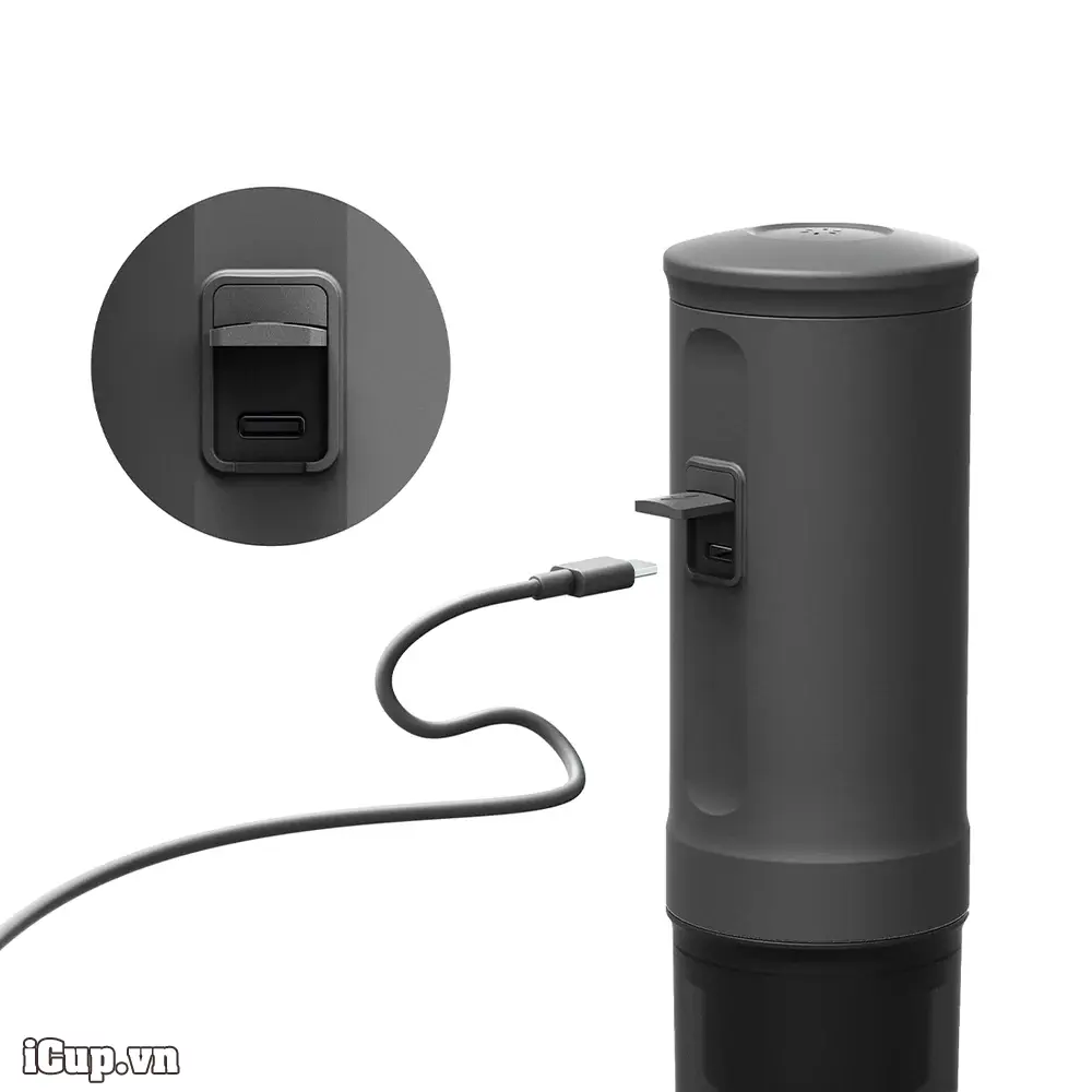Cổng sạc type C trên máy pha cà phê Outin nano Space Grey Cổng sạc type C trên máy pha cà phê Outin nano Space Grey