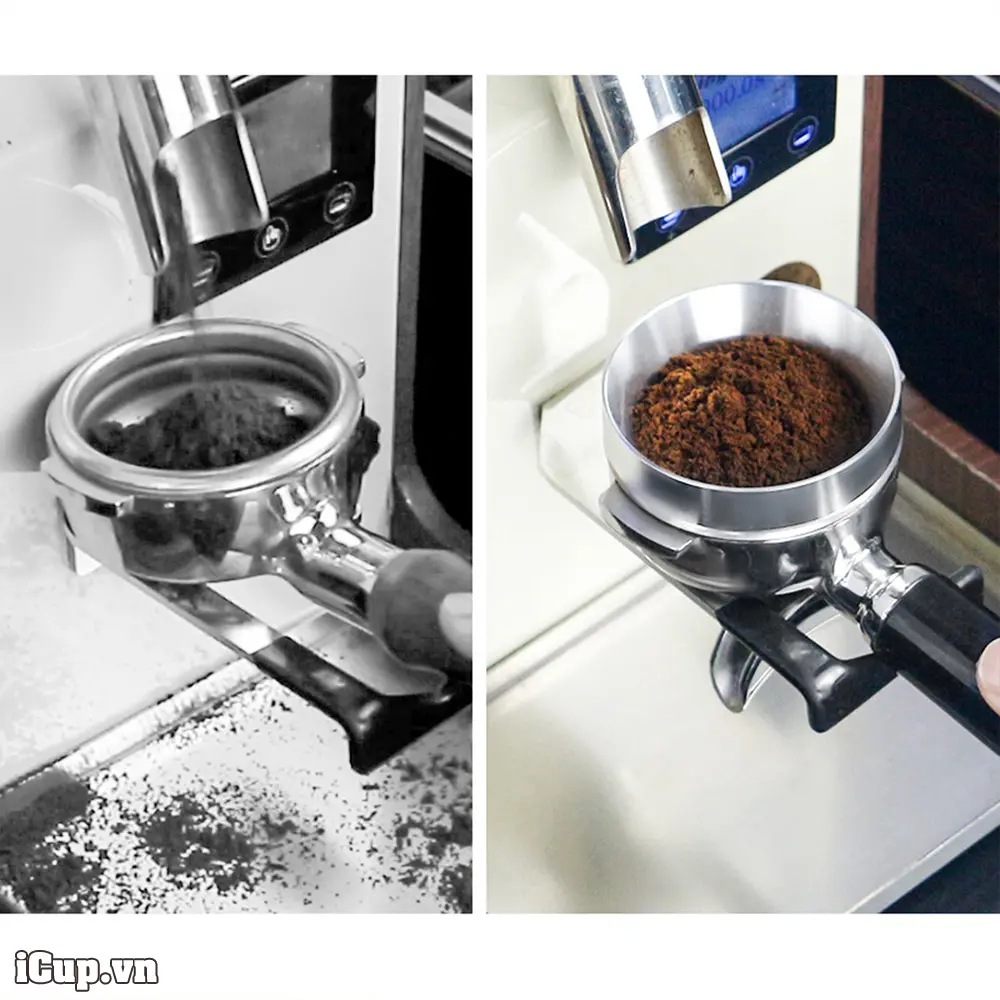 Vòng đong chống tràn bột cà phê khi xả trực tiếp từ máy xay Vòng đong chống tràn bột cà phê khi xả trực tiếp từ máy xay